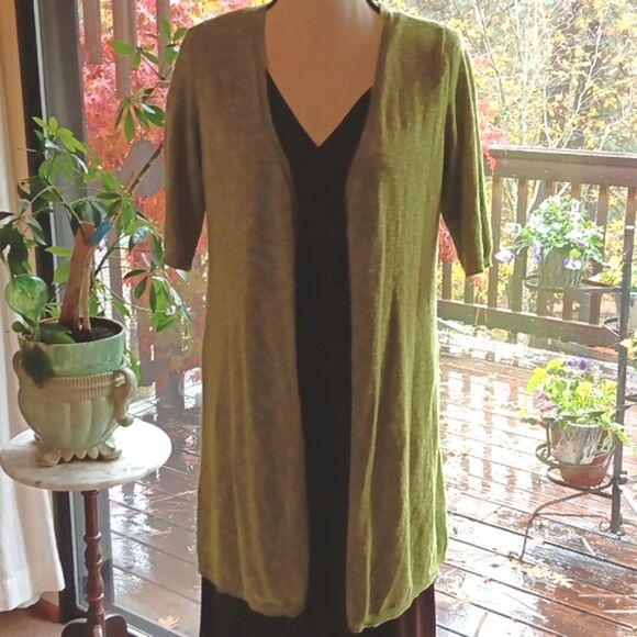 Eileen Fisher Green Linen Blend Sweater - Picture 1 of 10